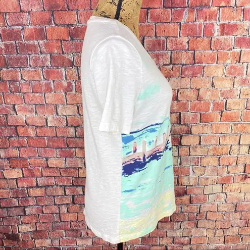 Coral Bay  Lake Dock Painting Slub Knit Tee White Multi S