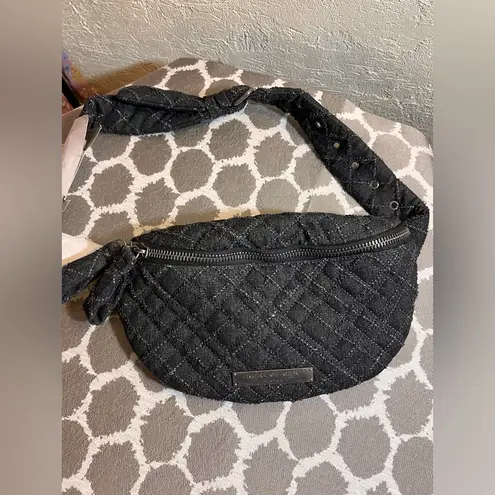 Kurt Geiger NWT Black Charcoal Grey Quilted Crossbody/Belt Bag tweed zip top