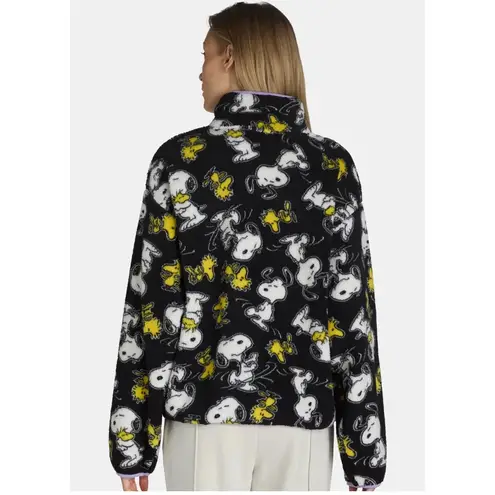 Peanuts Snoopy Woodstock All Over Print Fleece Pullover Jacket Women's XS Black