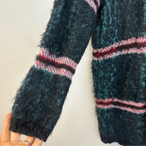 Raga Anthropologie Plaid Eyelash Open Front Long Cardigan Sweater O/S