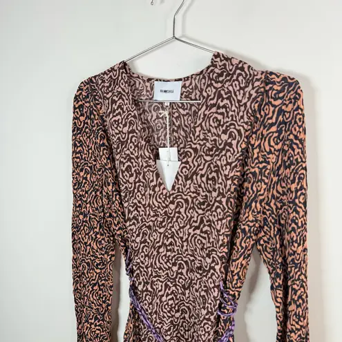 Nanushka Suki Rope Belted Graphic Animal Print Mini Dress Size L