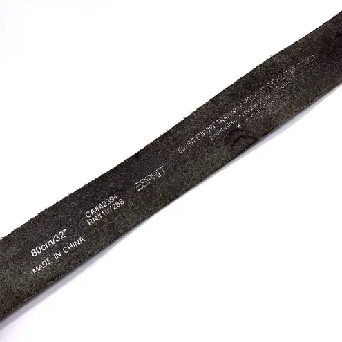 Esprit Genuine Leather Belt Floral Belt Buckle Black Silver 80CM