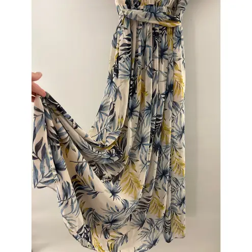 Gal Meets Glam Kiki Chiffon Flutter Sleeve Tropical Maxi Dress Size 2