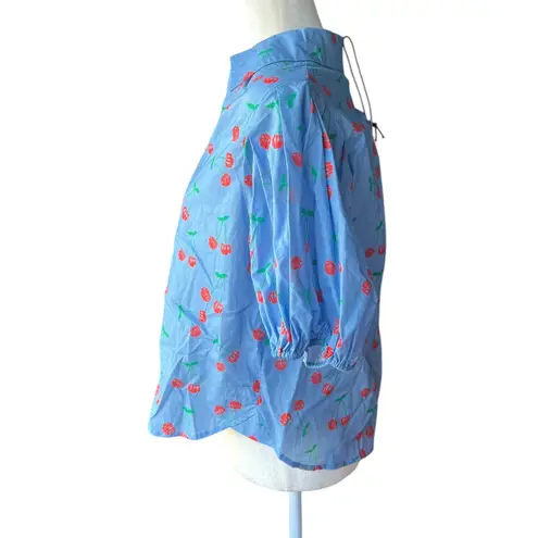 Sweet Cherry Pie Blouse NWT Quirky Blue Size L