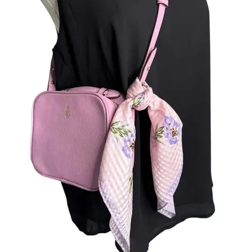 Laura Ashley Vintage 100% silk floral check square scarf pink purple 21 x 21"