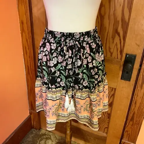 CDM Bright Floral Boho Mini Skirt Size M