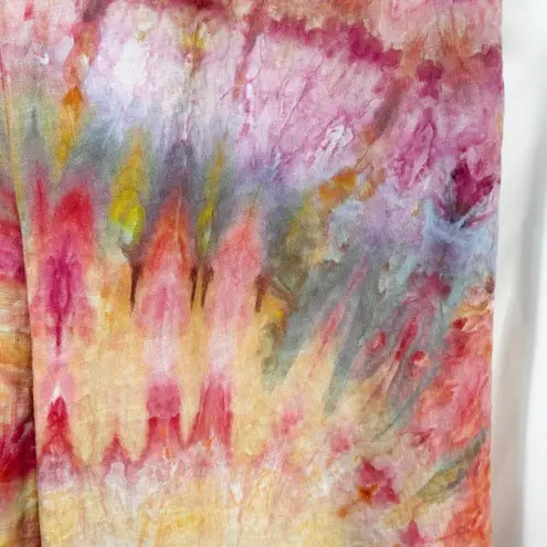 Choices Plus Size 3X Capri Pants Handmade Tie Dye Linen Lined Spiral Hippie 1482 Pink