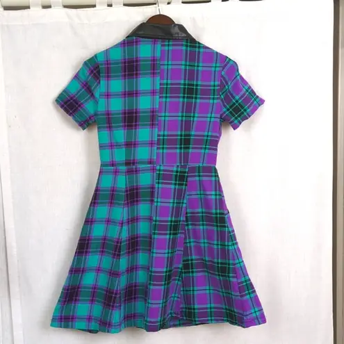 Dangerfield Grinning Tartan Zipper Dress US 4 Purple Size undefined