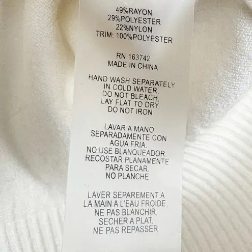 Siani Milano Vanilla Floral Lace Sleeve Sweater Rayon Blend Crewneck Size Medium