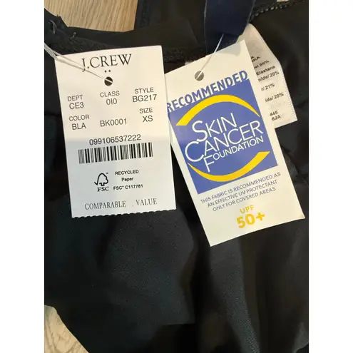 J.Crew  Ruffle Girly Minimalist UPF 50+ One Piece Swimsuit Flattering Black XS