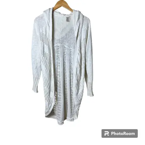 Anthropologie  Moth Open Weave Hooded Longline Cardigan Sweater - size Medium