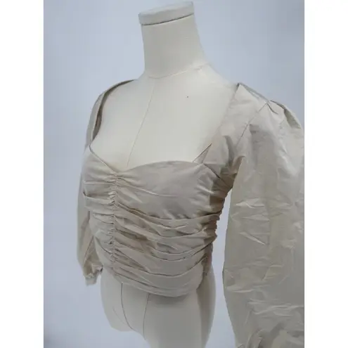 NWT Sunday Best Cream Ruched Sweetheart Long Sleeve Crop Top Sz 10