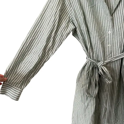 WIMBLEDON Striped Midi Shirt Dress Green Small