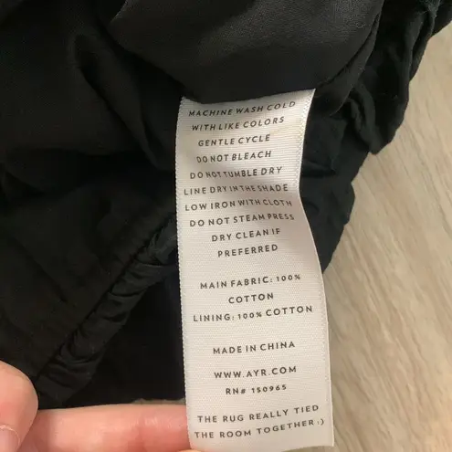 AYR black puff sleeve textured cropped square neck blouse