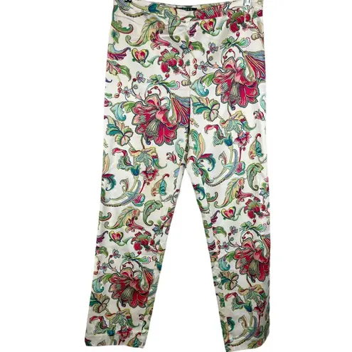 Lauren Ralph Lauren Paisley Floral Full Length Ankle Pants Size 4 White