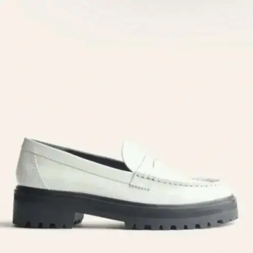 Reformation  | Agathea Platform Cowhide Leather Loafers in‎ White and Black