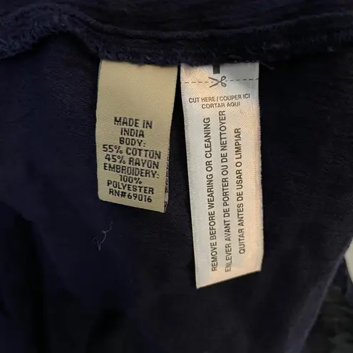 Ruff Hewn Navy Blue Embroidered Jacket Cardigan Boho Eclectic Size Petite M