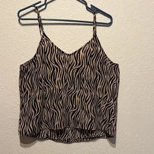 Society + Stitch Chic Zebra Print Camisole Top Chic Work Night Out Flowy Animal Black Size L