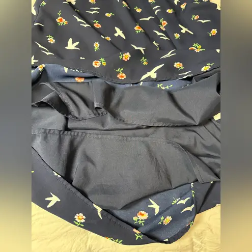 Rose + Olive Navy Bird and Floral Midi Dress Sz 10