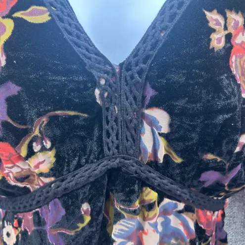 Whimsigoth Juniors Dress M Black Velvet Burnout Empire Floral Dark Romantic Boho Size undefined