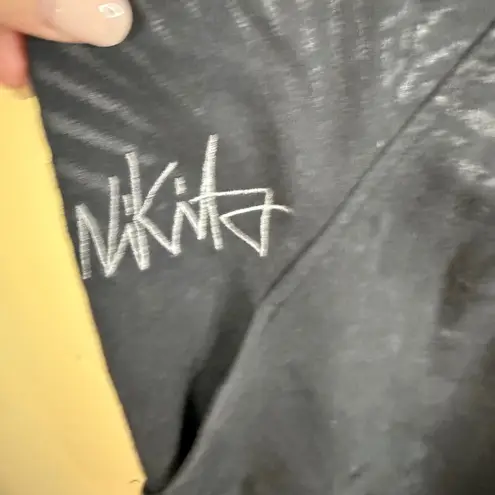 Nikita Womens Black Sleeveless Zip Up Hoodie Vest Size S Graffiti Style Logo