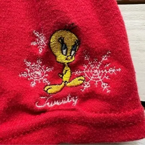 Vintage Tweety Bird Red Lounge Shorts Embroidered Cartoon Y2K Cozy sz S