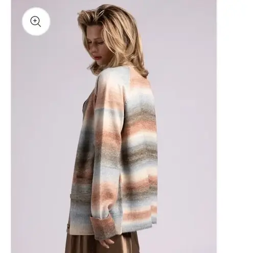 Weekend LA Women's Size M Niko Cardigan Sweater Autumn Stripe Oversized Fall NWT Brown Size M