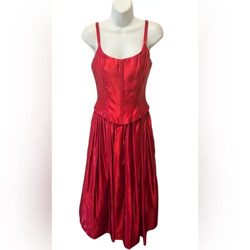 Gunne Sax VTG Jessica McClintock Lipstick Red Formal Gown Size 5/6 Crinoline