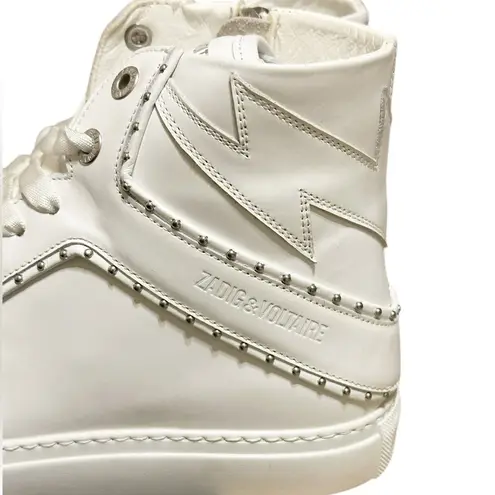Zadig & Voltaire NIB  High Flash Sneaker Studded High Top White Leather 41 US 10 - Image 6