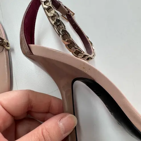 ZARA  Heels Womens 36 5 US Pink Chain‎ Detail Square Toe Wrap Ankle