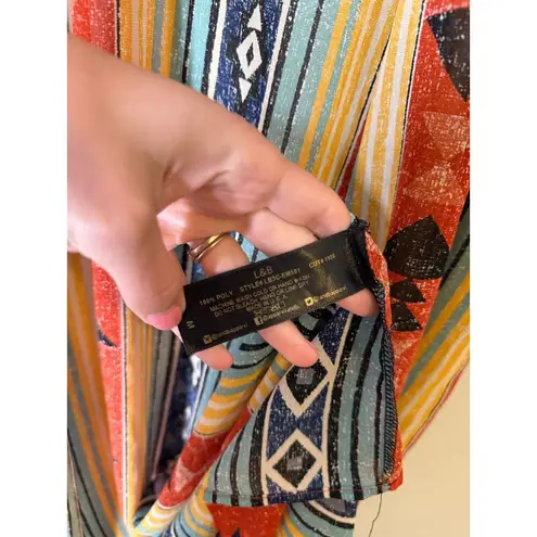 Lucky & Blessed Aztec Print Midi Length Summer Cardigan Sz M Swim Cover Western Yellow Size M