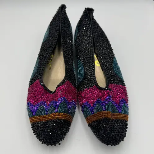 Impo Sequin Beaded Embellished Ballet Flats Colorful Slip On Shoes