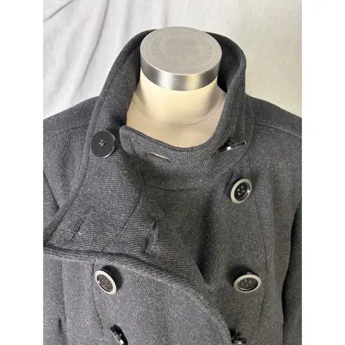 Miss Sixty Wool Blend Military Coat Gray XL Funnel Neck Bell Sleeves Mod