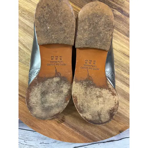 Blue Bird Women's Silver Brogue Flats Size 7