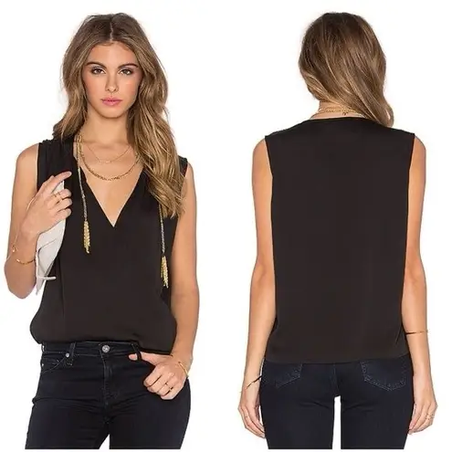 L'Academie  Black Wrap Blouse