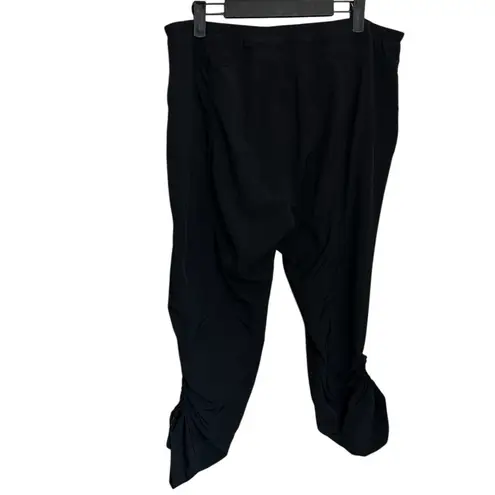 XCVI Wearables Cropped Pants XL Black Ruched Leg Zipper Pockets Drawstring Waist