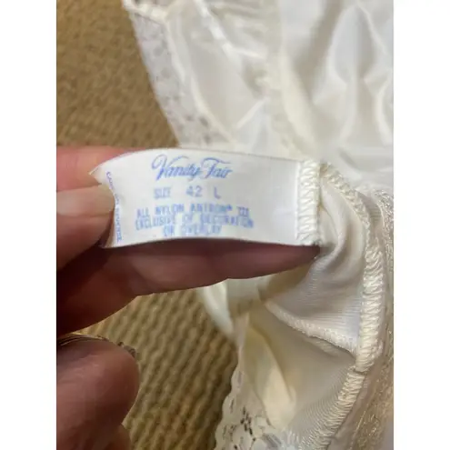 Vanity Fair Vintage White Lace Trim Slip Dress Lingerie Adjustable Strap