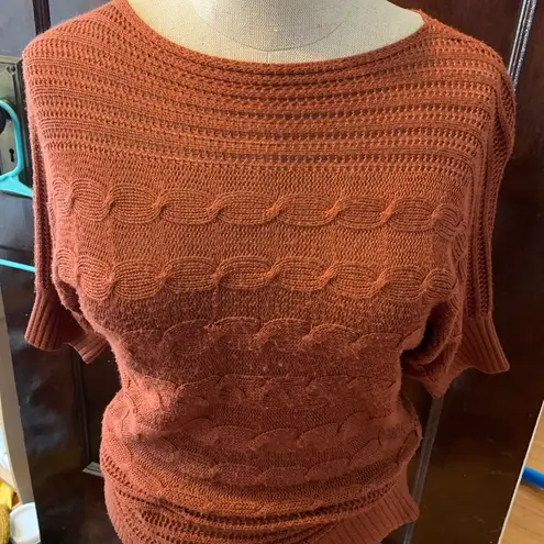 Dress Barn Size Small (Petite) milk chocolate brown  short sleeve knit blouse