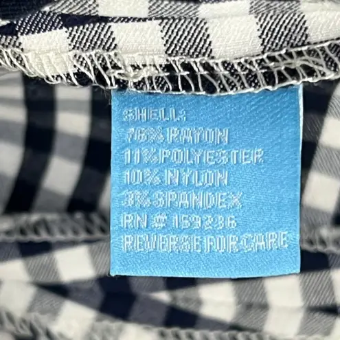 J. McLaughlin Georgina Ankle Pant Women 2 Blue White Gingham Check Stretch Preppy