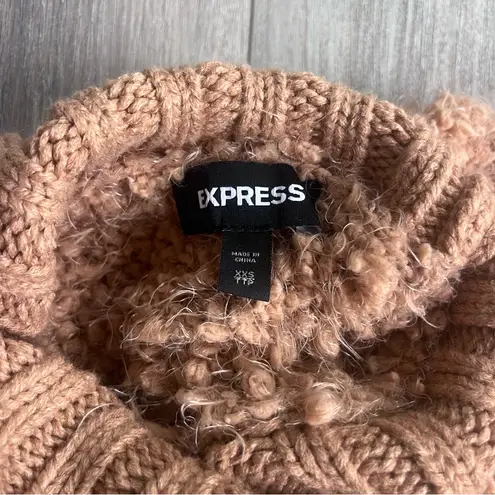 EXPRESS  Teddy Bear Textured Caramel Brown Mock Turtleneck Sweater XXS