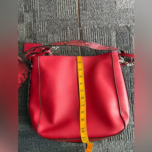 Andrea Red Faux Leather Tote Bag Snake Print Strap & Pouch – NWOT