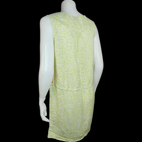 Ruby Rd . White Lime Green Sunburst Sleeveless Mini Dress Waist Tie Womens 6 NWT