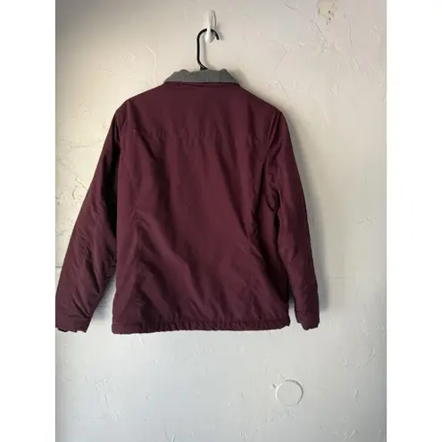 LL Bean Jacket Womens Small Burgundy Maroon Full Zip Fleece Lined Winter Coat Purple