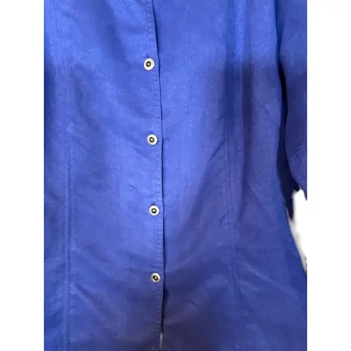 Chico's Design Blue Button Front Lightweight Jacket Blazer Women Sz L Size L - Image 4
