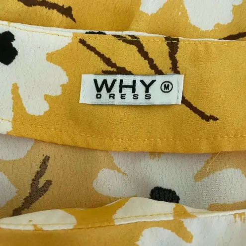 Why Dress Women Flowy Top M Yellow Floral Short Tiered Puff Sleeve Cottoncore Size M