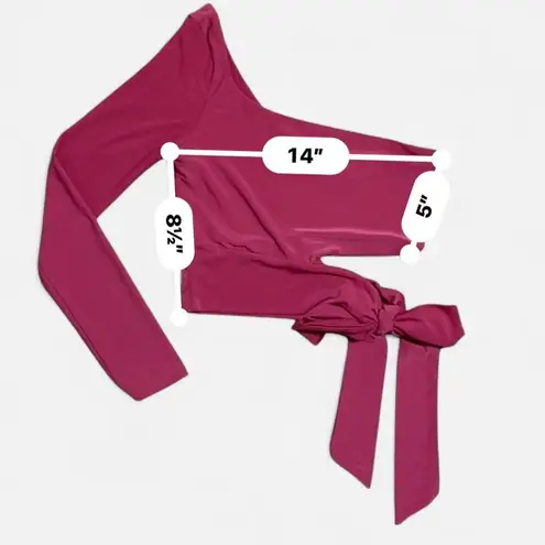 Better Be One-Shoulder Cut Out Crop Top With Bow | Pink | Size Medium