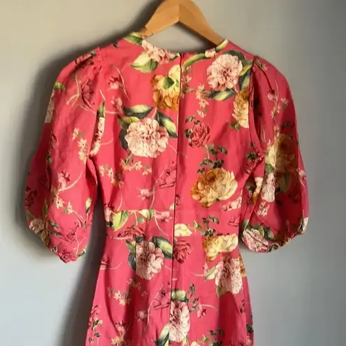 NEW EVER NEW LINEN BLEND Cartier Linen Midi Dress Pink Size 0