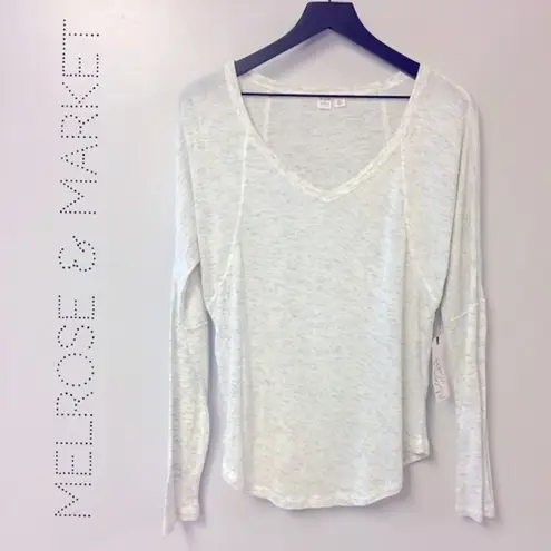 Melrose and Market Long Sleeve Raw Seam Tee Size S NWT