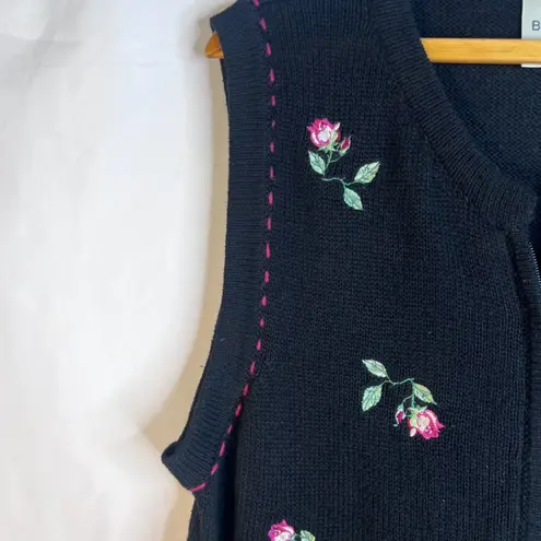 Blair Rose Embroidered Sleeveless Zip Up Vest Retro Y2K Cottage Core Size Medium