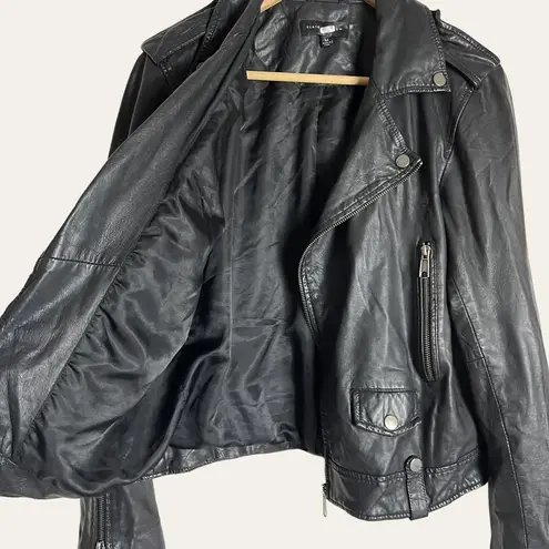 Slate + Willow  Black Leather Biker Moto Jacket Size M